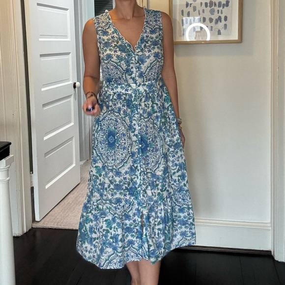 Johnny Was Blue and White Boho Dress Small - Picture 8 of 11